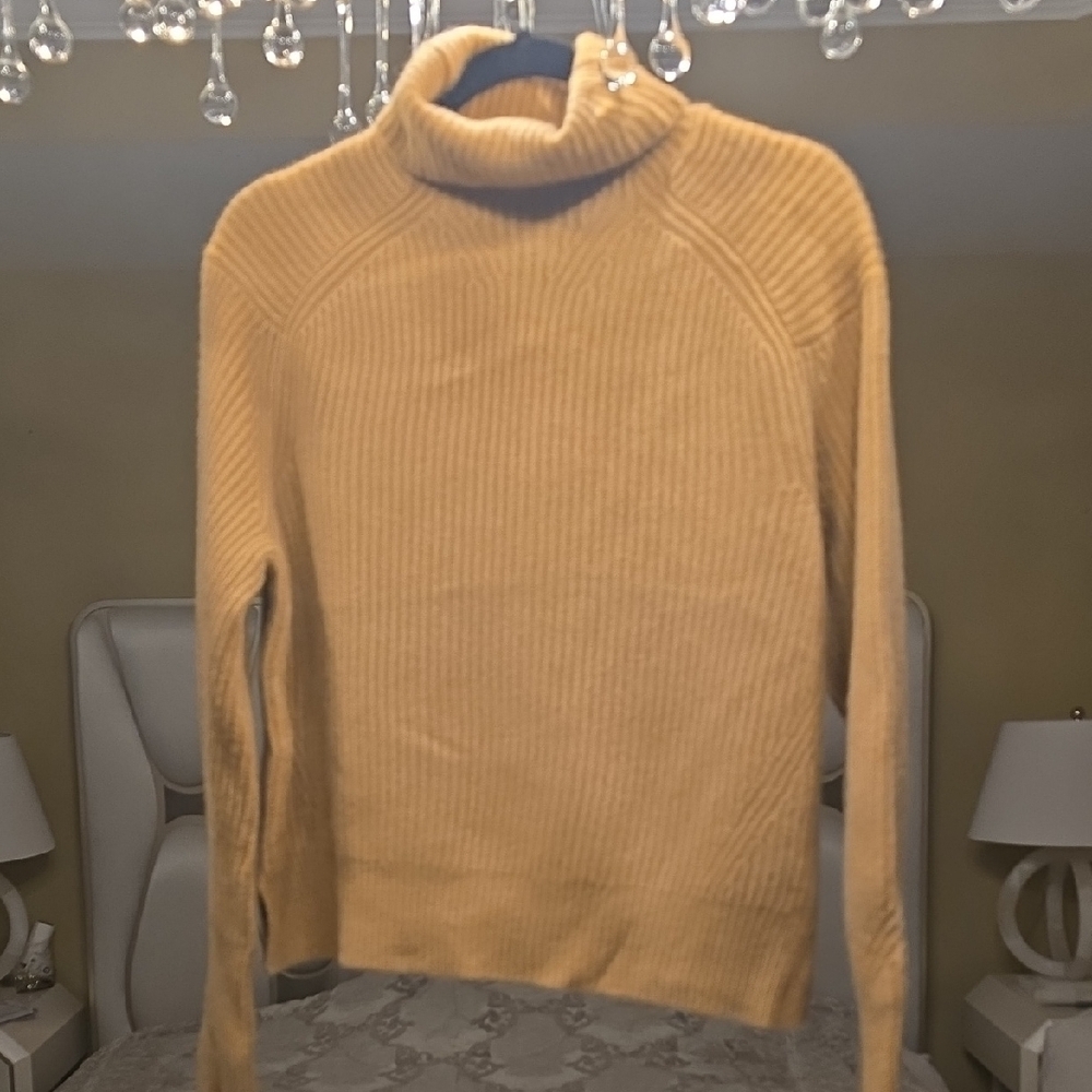Unsubscribed Cashmere Elegant Tan Cowl Neck Sweater Size S Oversized
